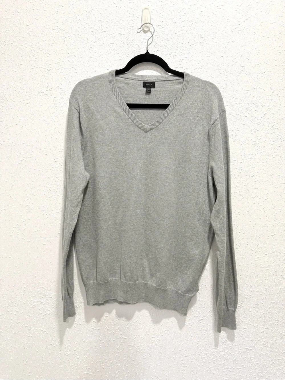J. Crew cotton cashmere Men's Gray V-Neck Sweater M